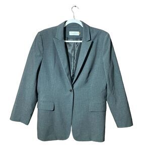 Calvin Klein Single Button Double Lapel Gray Single Vent Blazer Women's Size 12